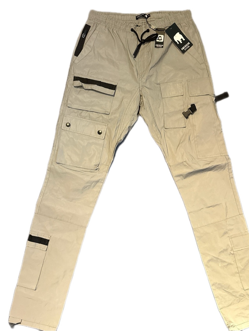 Casual Cargo Jogger Pants - reflective silver